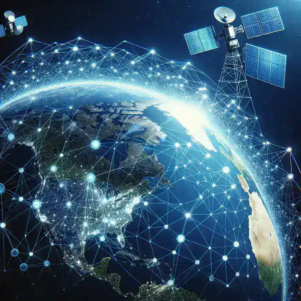 "Imagem ilustrativa da cobertura da internet via satélite da Starlink no Brasil, destacando a falta de controle sobre o acesso à internet no país"