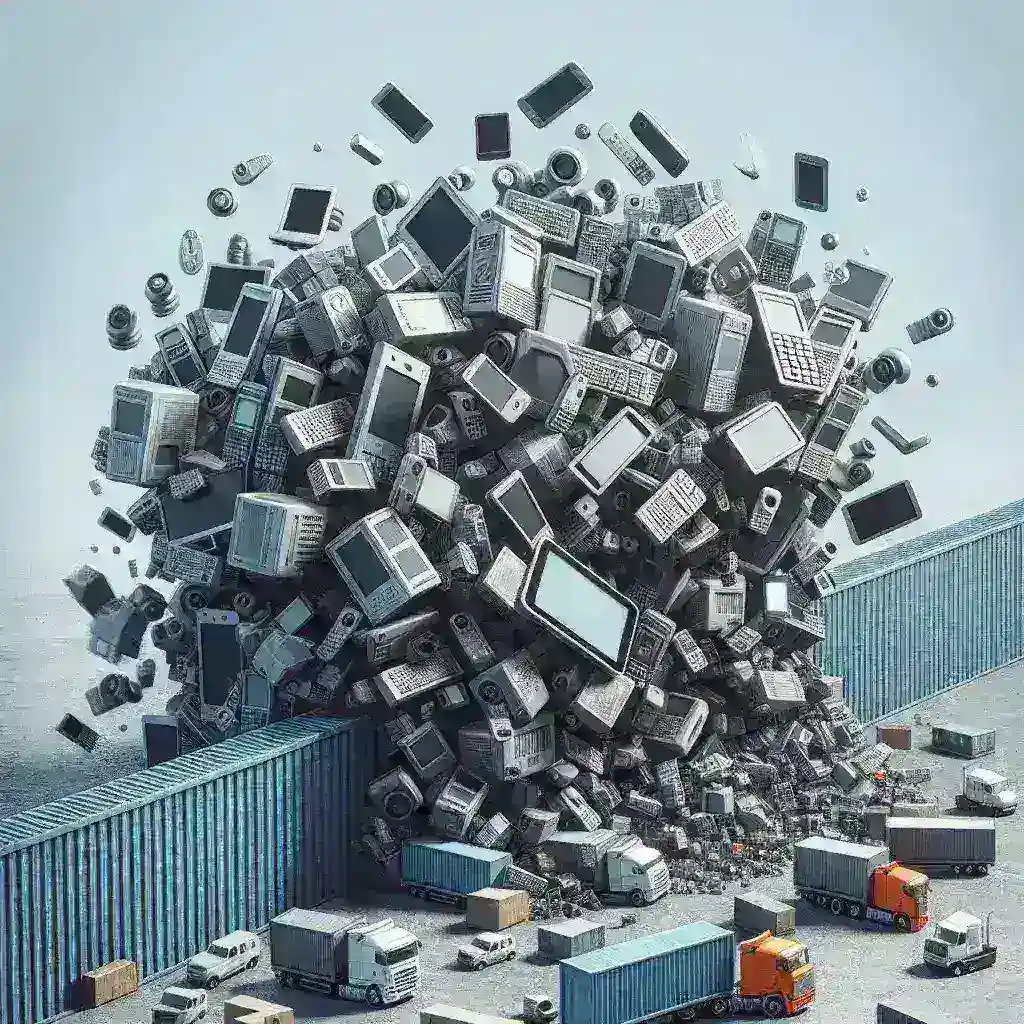 "Imagem mostrando produtos da Apple, incluindo iPhones e MacBooks, com um gráfico de tarifas crescentes ao fundo, ilustrando as ameaças de Trump sobre novas tarifas em artigos tecnológicos."