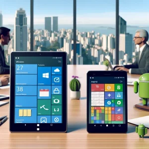 "Comparativo de tablets Windows e Android para produtividade no Brasil, destacando características essenciais, funcionalidades e desempenho em ambientes de trabalho."