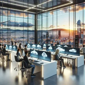 "Imagem do novo centro de treinamento em nuvem da AWS em Belo Horizonte, destacando instalações modernas e tecnologia de ponta para capacitação em computação na nuvem."