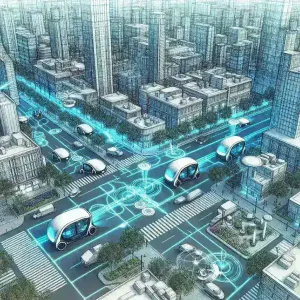 Alt text: "Veículo elétrico autônomo desenvolvido por startups de logística, projetado para otimizar entregas urbanas e reduzir emissão de carbono."